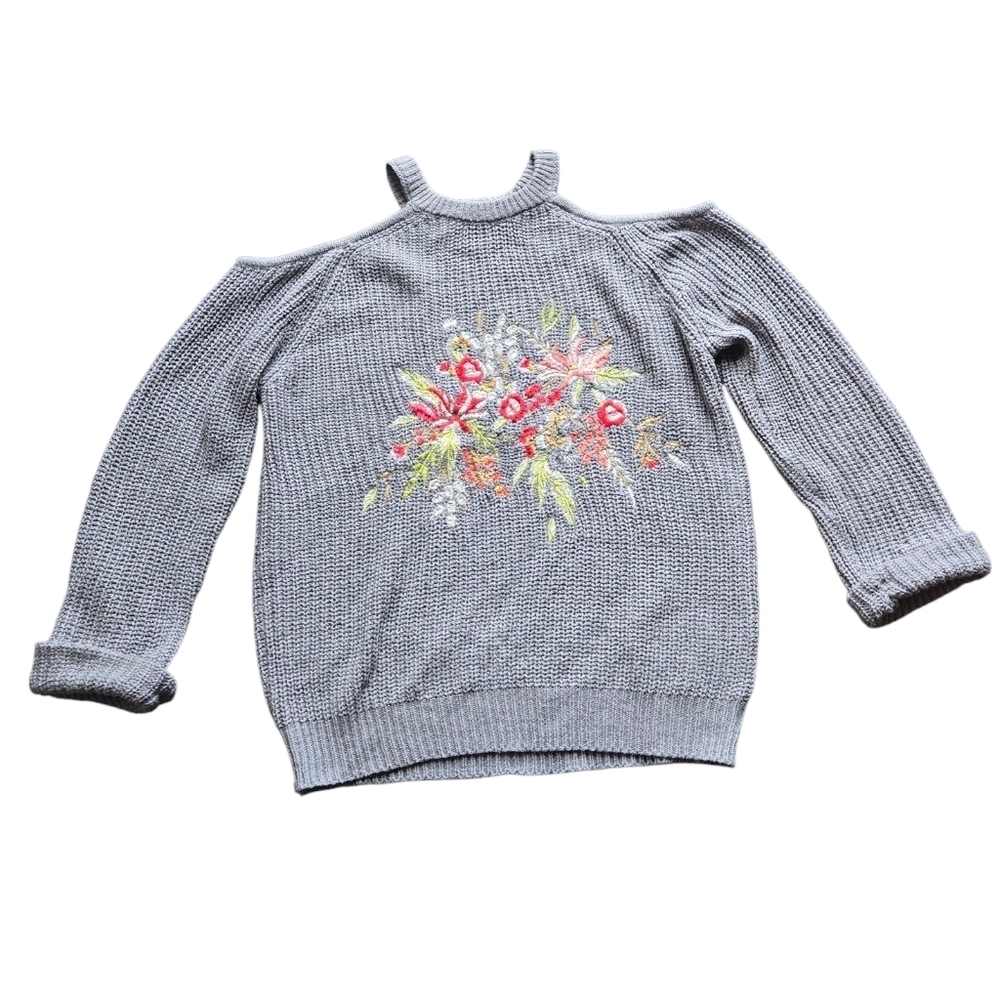 Blu Pepper Floral Embroidered Sweater